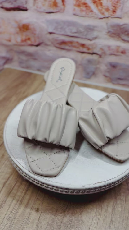Hazel Ruched Sandal in Warm Grey