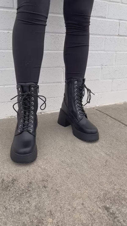 Carmen Combat Boot in Black